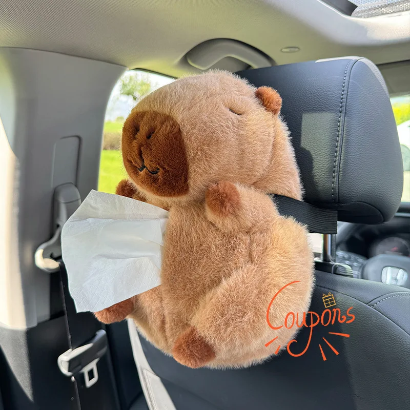 Cartoon Animation Car Interior Accessories Cute Corgi Car Tissue Box Pink Capybara Penguin Rabbit Shark Monster Paper Bag