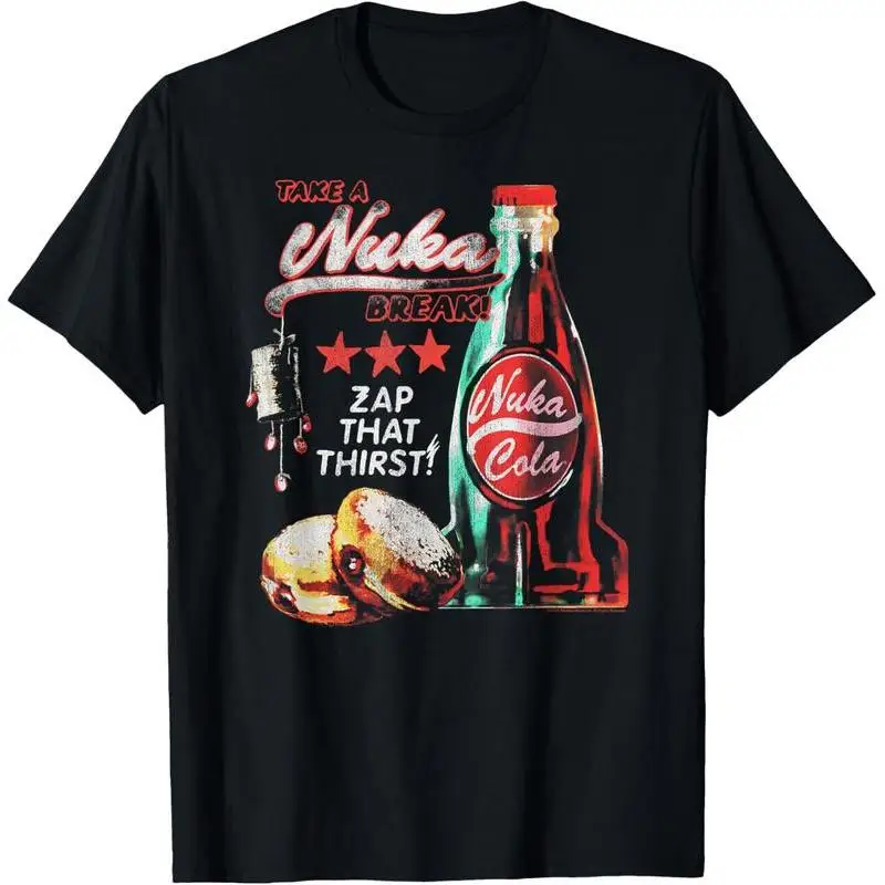 100% cotton Fallout Video Game Take a Nuka Cola Break Zap That Thirst T-Shirt Graphic T- shirts Women Men Loose Vintage Fashion