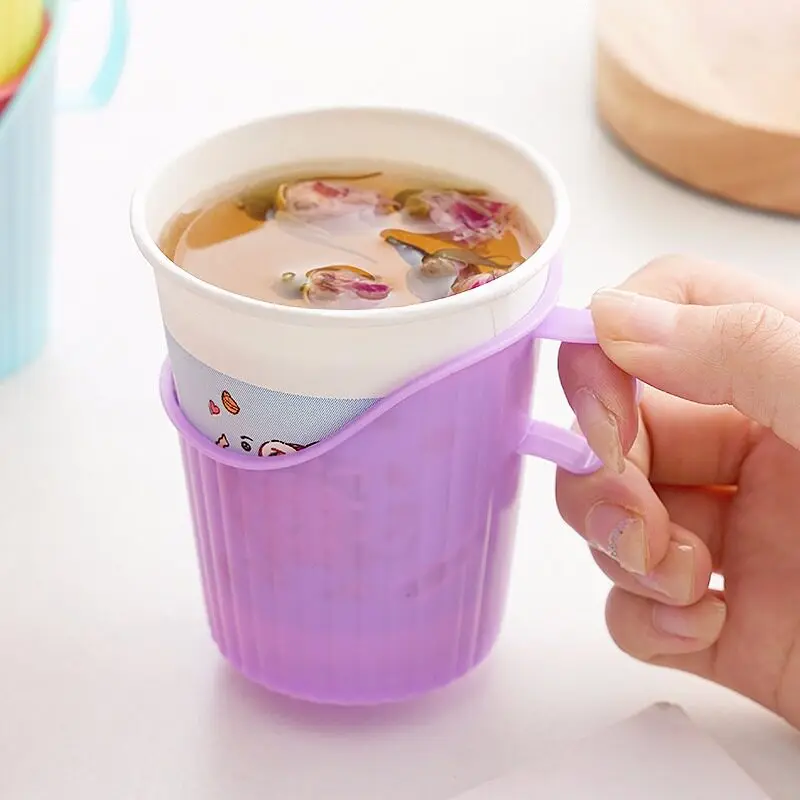 2/3/7PCS Paper Cup Sleeve Anti‑Scalding Cup Holder Random Color Heat‑Insulated Protector for Office Household Multipurpose