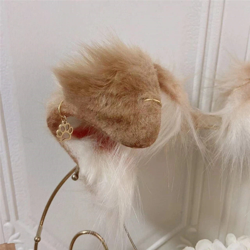 

Custom Handmade Halloween Christmas Game Party Cosplay Prop Golden Retriever Light Brown Border Collie Ears Hairhoop Headwear