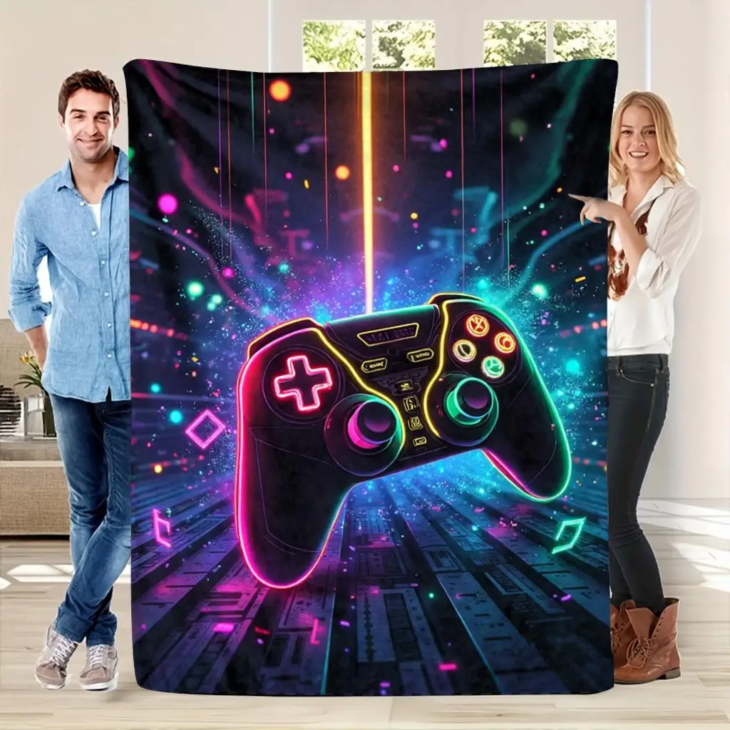 Gaming console blanket throw soft fleece playmat gift for boys and girls room decor