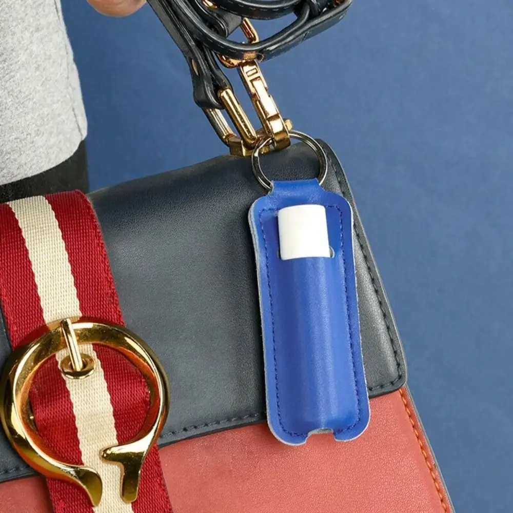 

Outdoor Keychain Lipstick Bag Portable Mini Lip Gloss Bag PU Leather Fashion Makeup Lipstick Holder Women