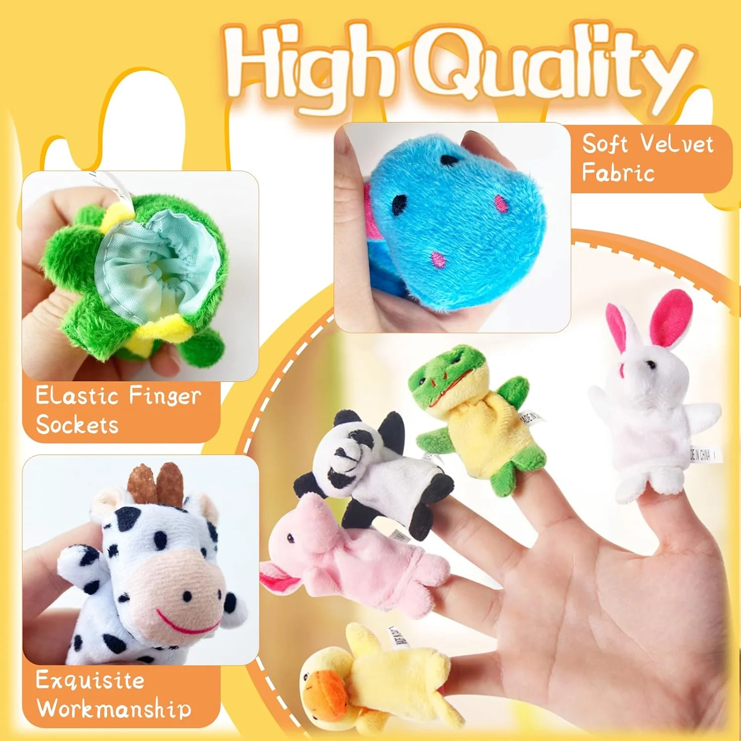 10Pcs Finger Puppets Set,Plush Cute Animal Style Finger Puppets,Mini Soft Plush Finger Puppet Toy for Kid Party Favors for Shows