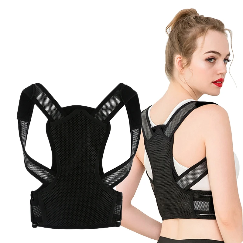 

Shoulder Posture Adjustable Upper Back Brace Corrector Belt Clavicle Spine Hunchback Support and Providing Pain Relief from Neck