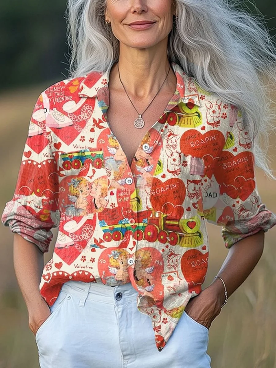 Nova camisa básica de manga comprida masculina e feminina de estilo europeu. Novo top casual com camisa com estampa floral estilo boêmio.