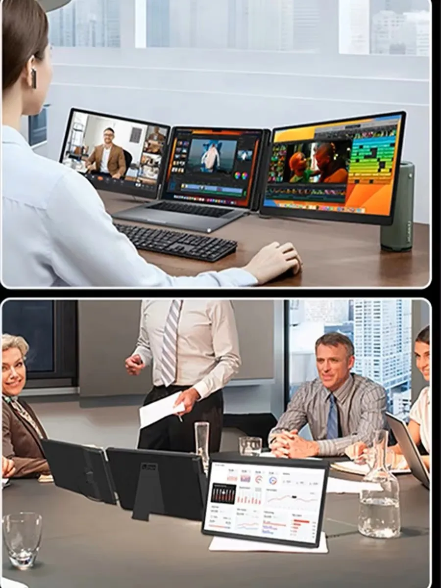 Rospider 14 tot 16 inch Dual Screen Extender Display FHD IPS Drievoudig uitbreidbare monitor High Definition voor laptopproductiviteit - afbeelding 2