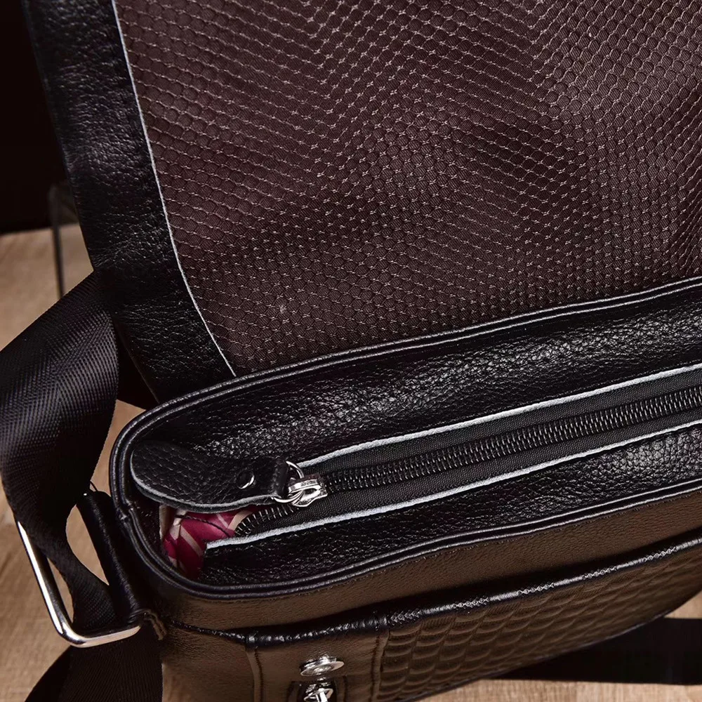 Business Retro Messenger Bags Genuine Leather Shoulder Men Cowhide Fashion Small Flap Male Crossbody Chest Pack Travel Handbag
