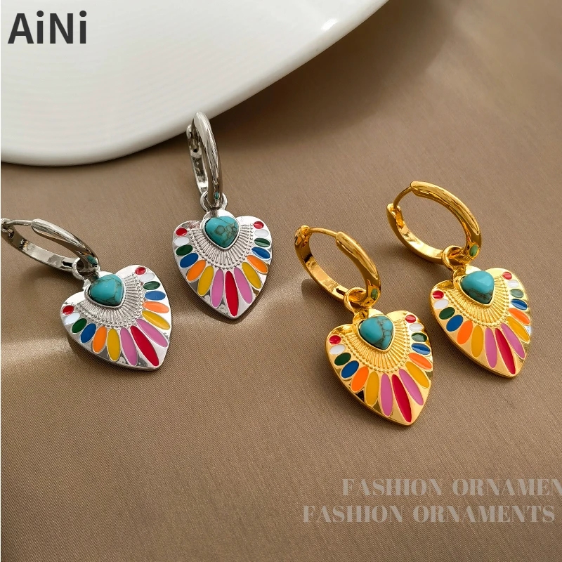 

Trendy Jewelry 2023 Trend New Original Design Colorful Heart Dangle Earrings For Women Girl Birthday Party Gift Pretty Style