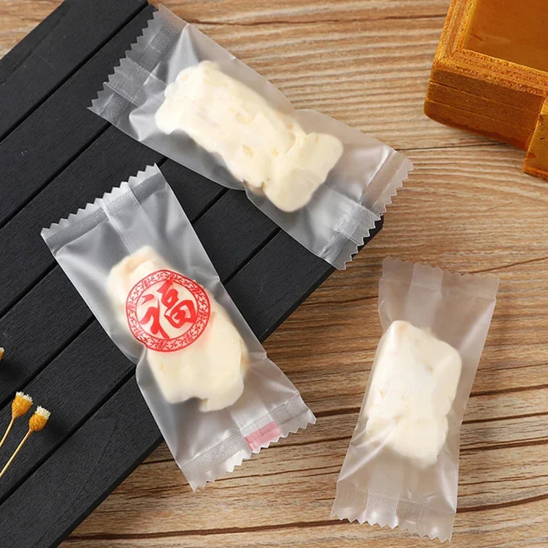 1000Pcs/Lot Nougat Sugar Plastic Bag 4x9.5cm Hot Seal Bags Peanut Candy Wrapping Pounches Handmade Bakery Decoration Packaging