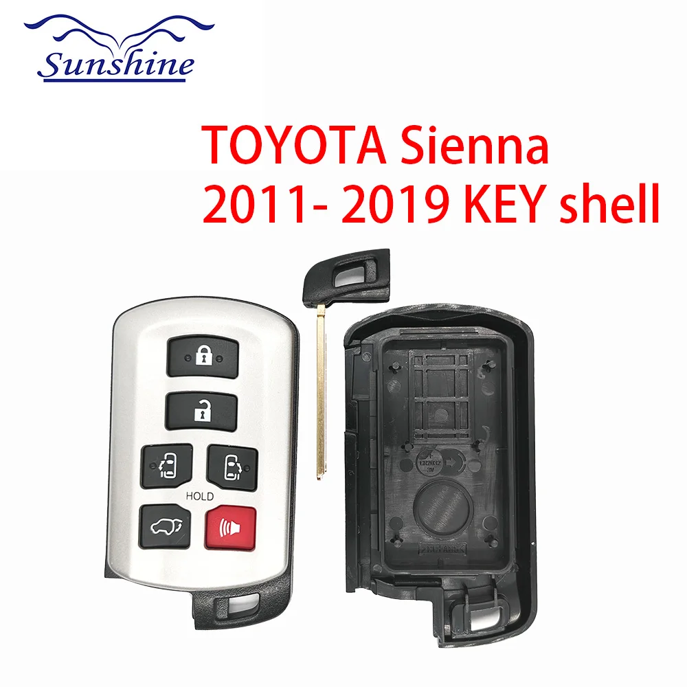 

Sunshine 6 Buttons Uncut Blade - FOB for Toyota Sienna 2011 - 2017 2018 2019 2020 Smart Prox Remote Key Shell Case
