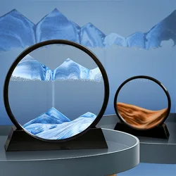 3d Moving Sand Art Picture Round Glass Deep Sea Sandscape Hourglass Quicksand Craft Flowing Sand Painting Office Home Decor Gift