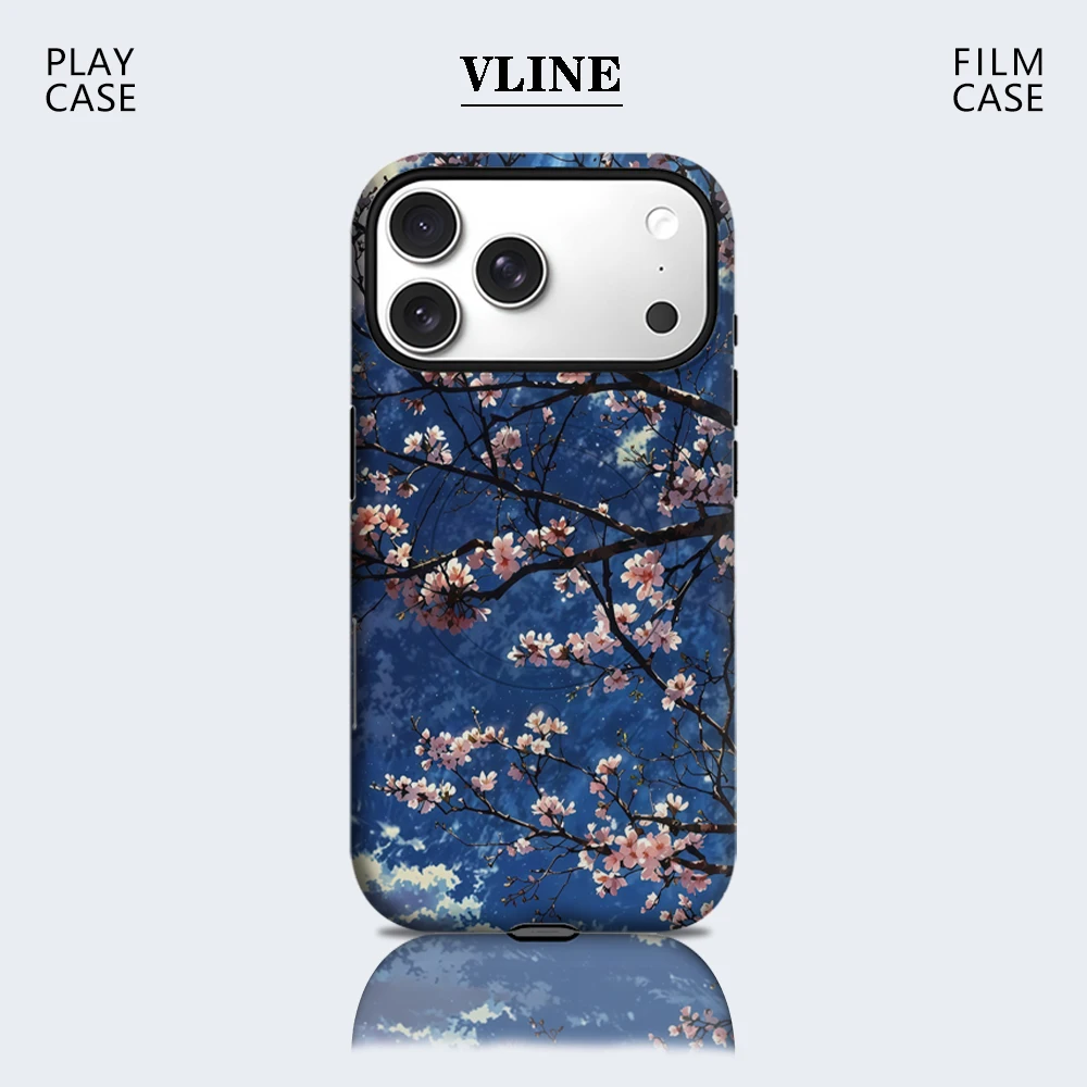 Kirschblüten im Himmel Handyhülle für Magnetische iPhone 17 16 15 14 13 Pro Max Plus Einzel- und Doppelschichtige Robuste Hülle