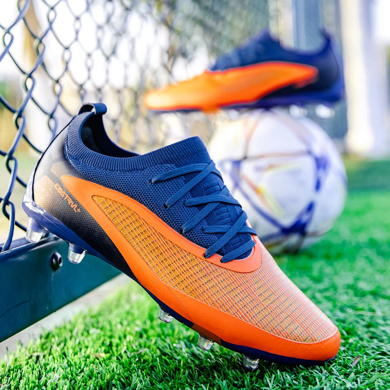 New Men Football Boots Non Slip Soccer Shoes Sport Outdoor Cleats Breathable Adult Long Spikes Training Boys Match Comfortable view 4