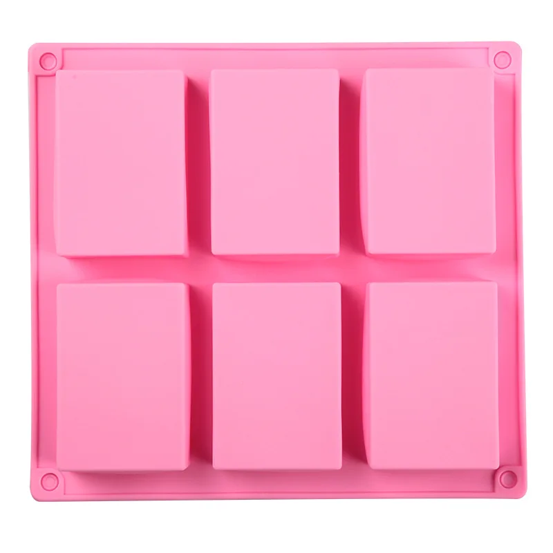 6 Grid Handmade Soap Silicon Mold 6 Types Floral Pattern Flat Bottom Essential Oil Toilet Soap DIY Baking Cake Square Mold