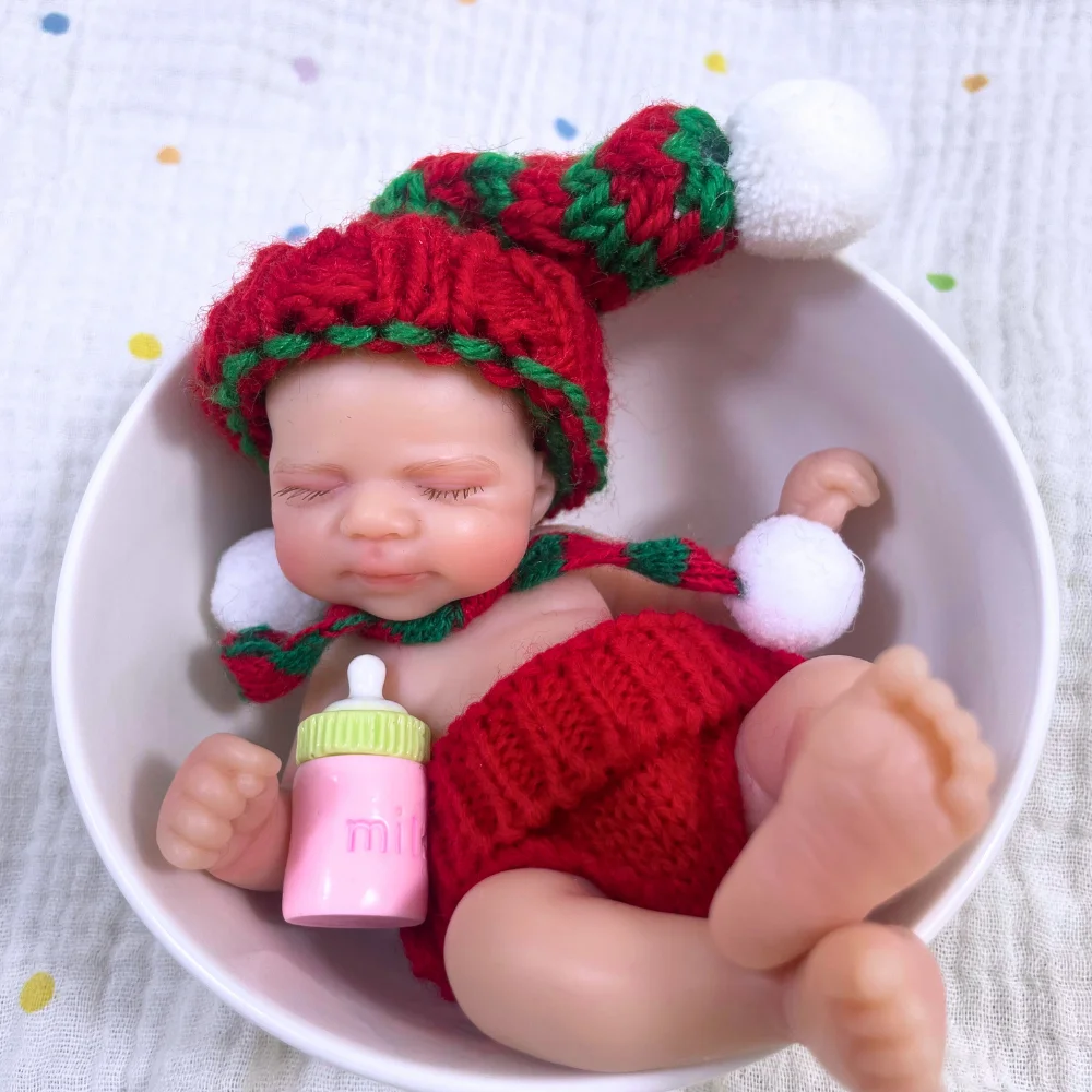 Mini 15CM Pascale Reborn Silicone Baby Doll Girl Washable Body 6 Inch Soft Solid Silicone Doll Birthday Christmas Gift Toy