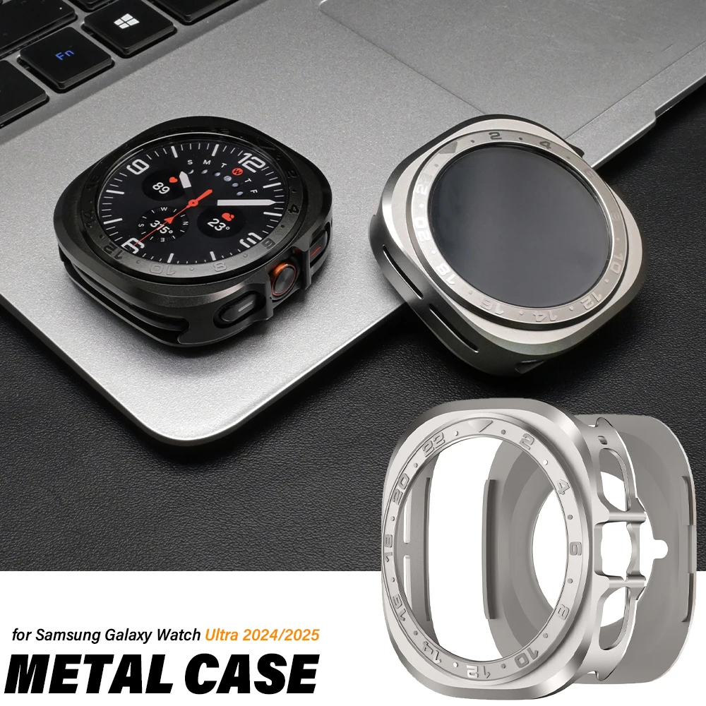 Capa de relógio de metal para samsung galaxy watch ultra 2024 2025 protetor capa de relógio para galaxy ultra mudança para 8 aparência clássica