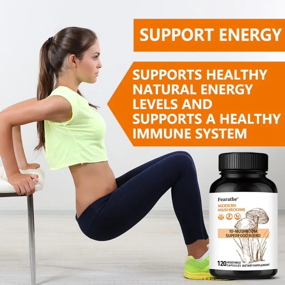 10-Mushroom Superfood Blend - Modern Mushrooms, Non-GMO, Daily Immune and Wellness Support, Vegetable Capsules
