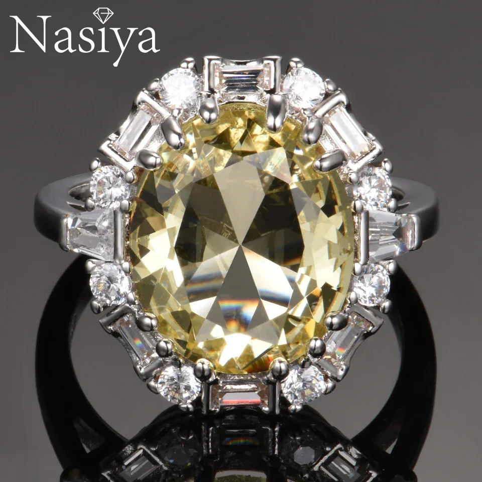 

Nasiya Citrine Gemstone S925 Silver Rings For Women Real Silver Jewelry Ring Wedding Anniversary Paty Gift Wholesale