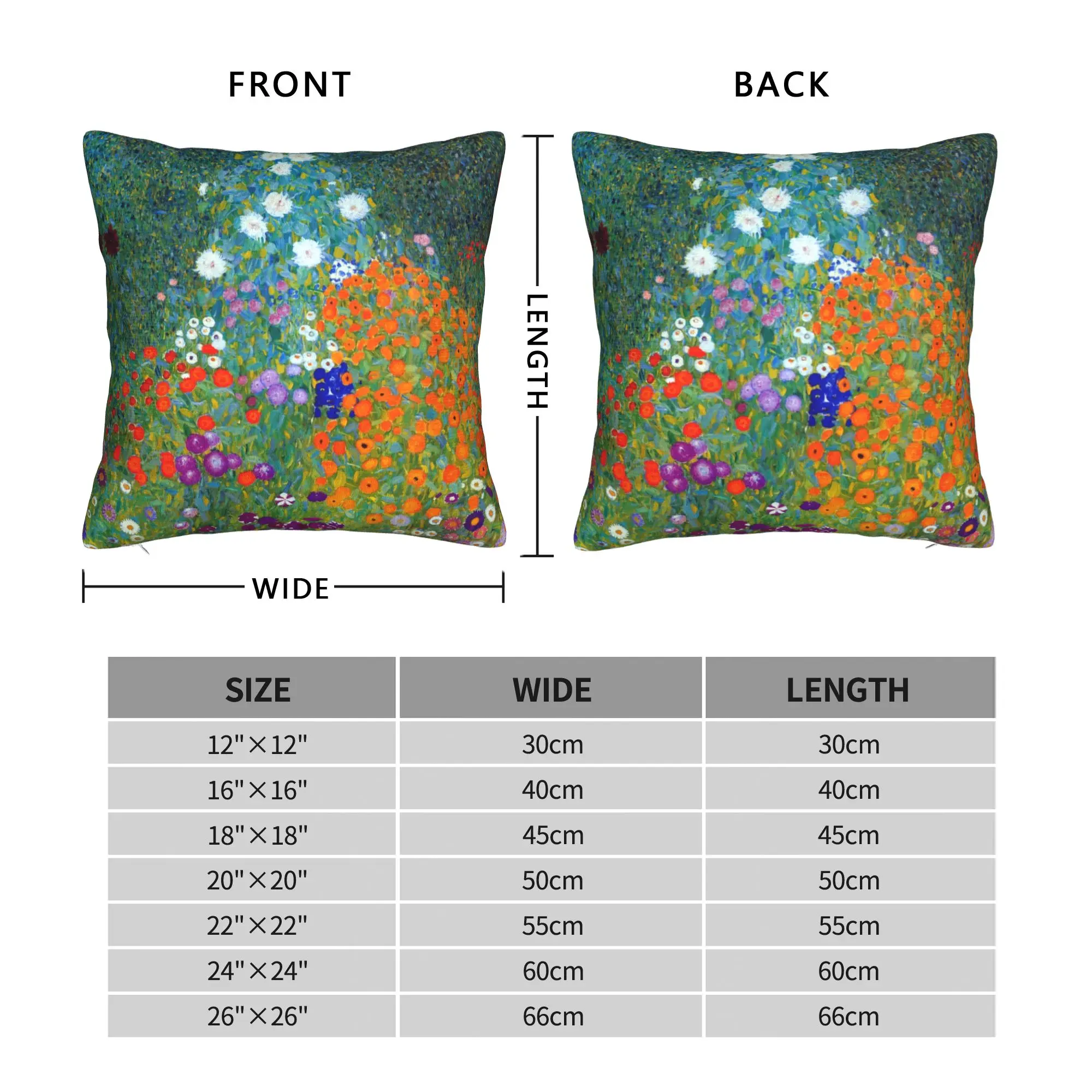 Gustav Klimt Flower Garden Square Pillow Cases Sunflowers Art Nouveau Cushion Covers Zipper Decor Throw Pillow Case Cover