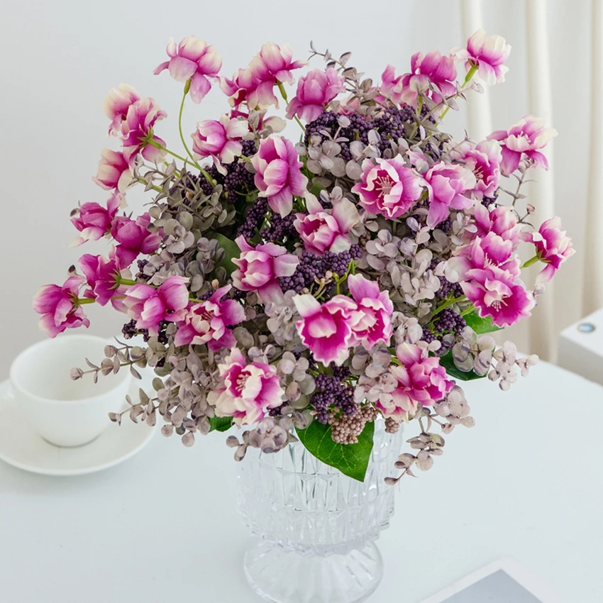 

Artificial Flower Silk Camellia Bubble Bridal Bouquet Hotsale Diy Festival Home Room Table Vase Outdoor Yard GardenDecor Wedding