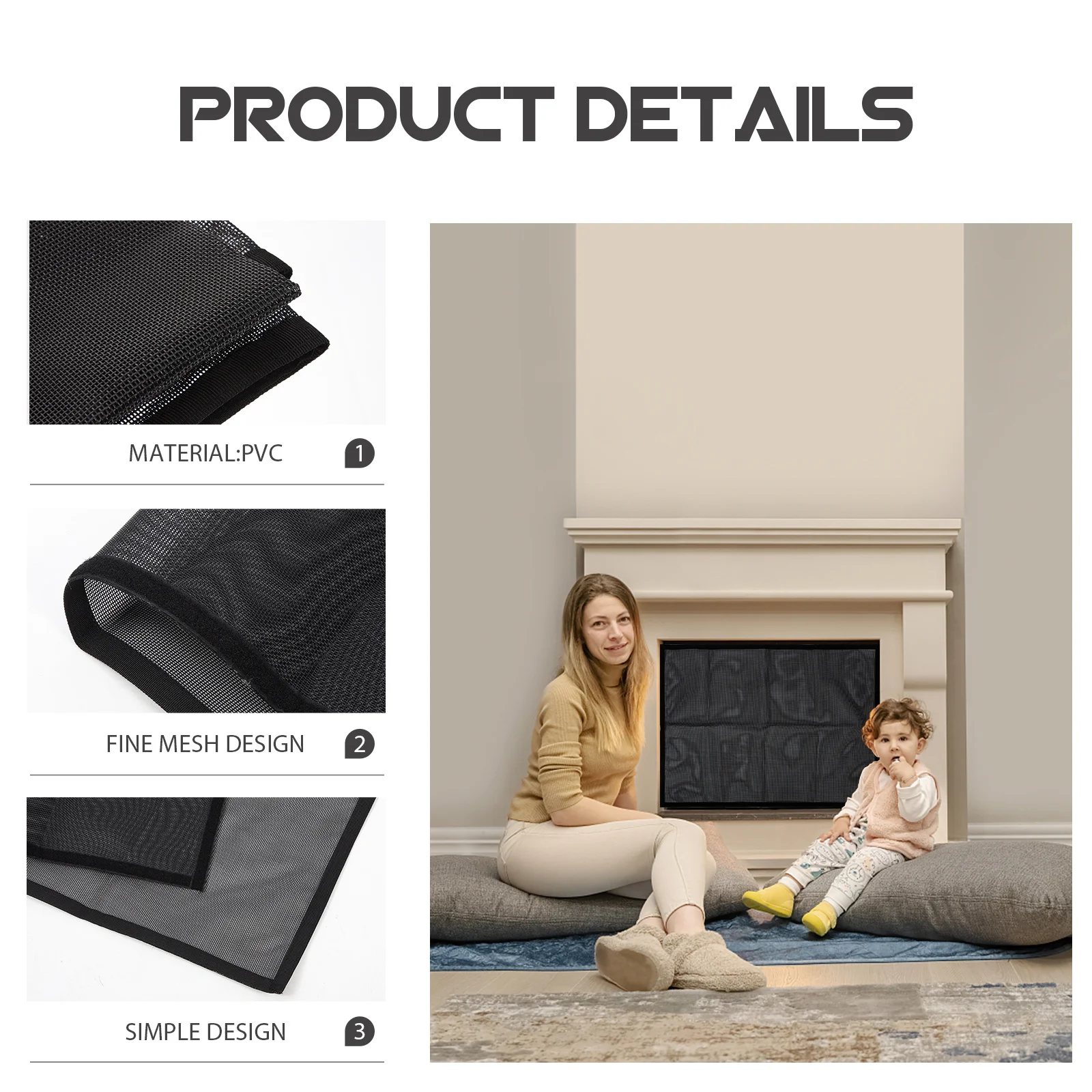 1Set Fireplace Screen Mesh Panels Practical Fine Design Ashes Spill Preventer Home Accessories Fireplace Mesh Screen