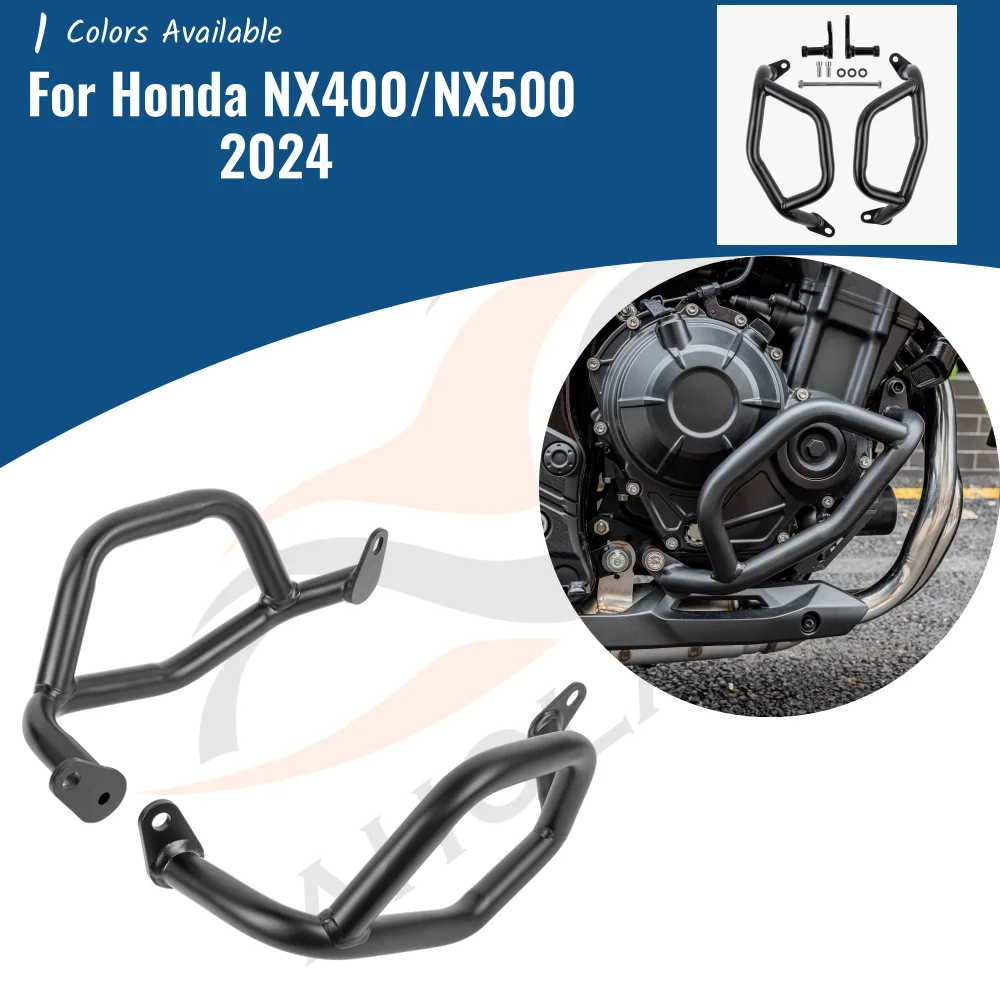 For Honda NX 400 500 2024 NX400 NX500 Crash Bar Motorcycle Engine Guard Lower Bumpers Protection Accessories