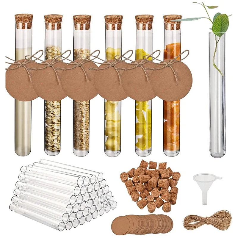 

100 Test Tube With Cork 16X100mm Test Tubes With Cork Transparent For DIY Craft Candy Liquids Spices Flowers