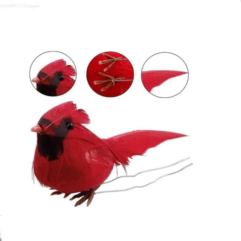 1PC Mini Robin Bird Decoration Artificial Feather Bird Ornament Simulation Little Robin Bird Outdoor Garden Ornaments Decor