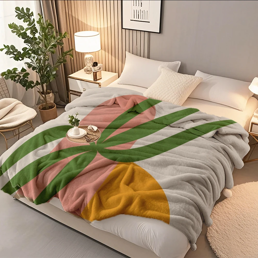 

Abstract Design Cold/warm Weather Flannel Bed Blanket Scandinavian Minimalism Floral Premium Bedding Plush Throw Anti-pilling