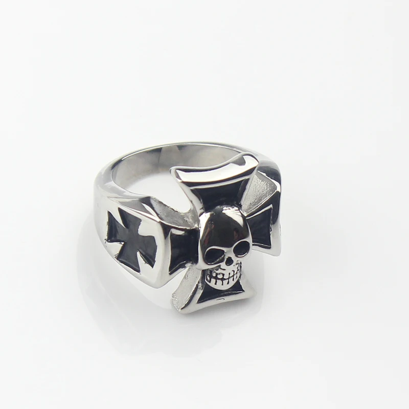 New Cool Punk Mens Cross Skull 316L Stainless Steel Biker Ring Fashion Jewelry