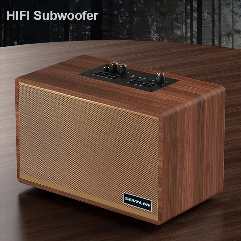 60W Powerful Retro Bluetooth Speaker Wooden Music Player Support Card Insertion Hifi Subwoofer for Phone TV Home Theater System