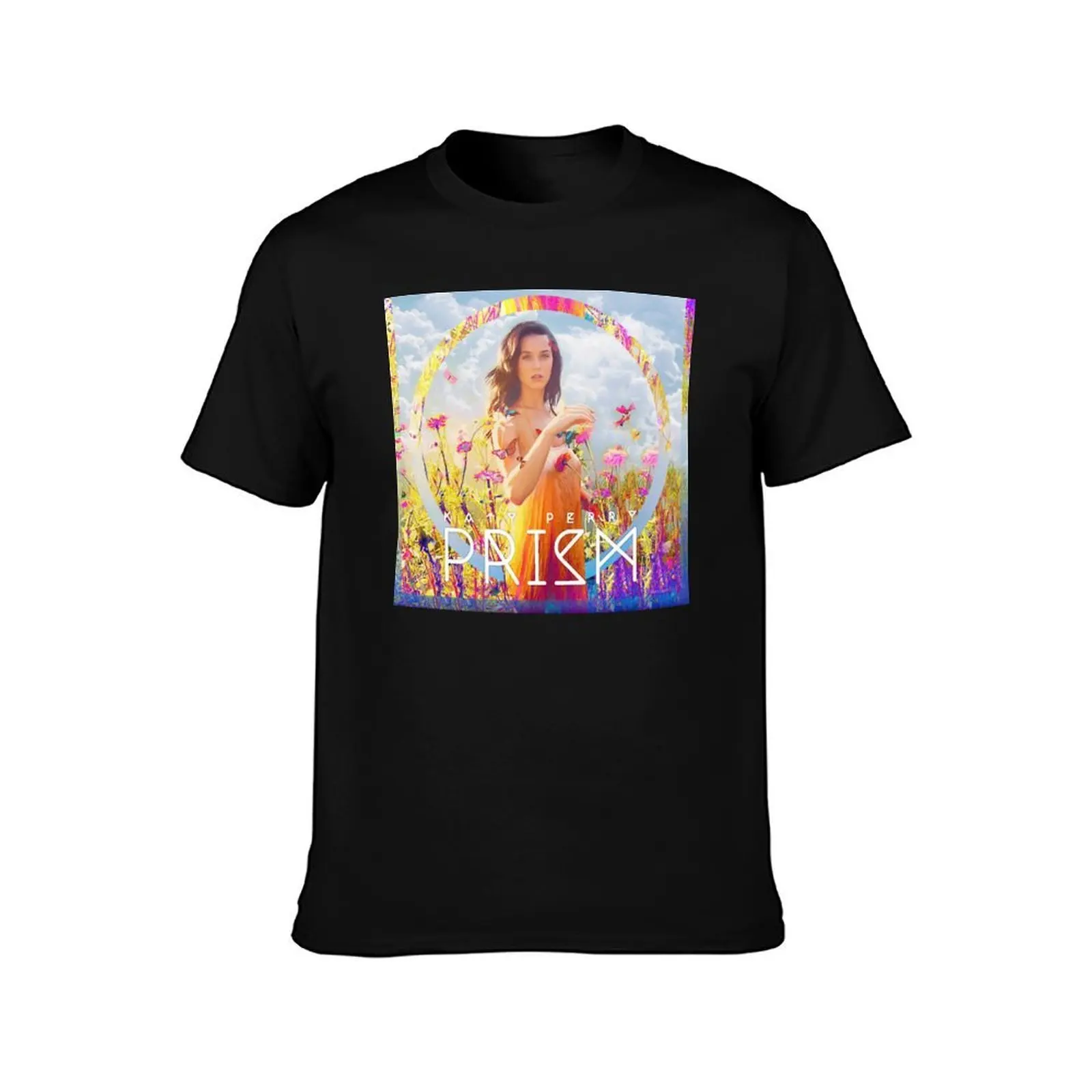 Katy Perry Prism Holographic flowers T-Shirt, Summer Casual Cotton Tee, Oversized Streetwear Tops, Vintage Graphic Print