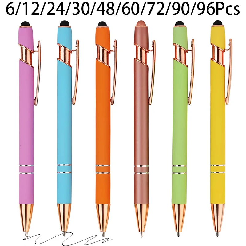 6-96Pcs 2-in-1 Stylus Retractable Ball Point Pen With Stylus Tip Metal Stylus Ballpoint Pen For Touch Screens