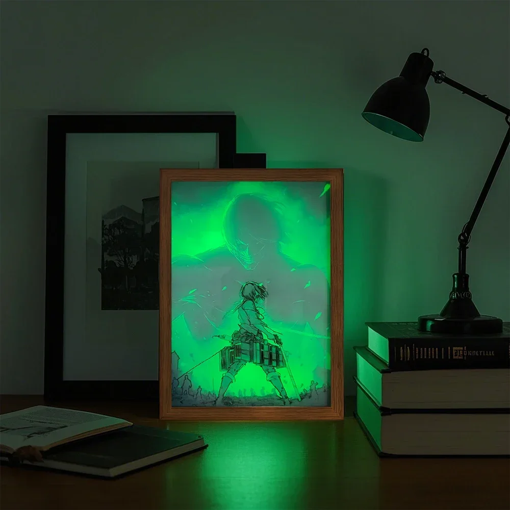 Anime Angriff auf Titan 7 Farbe Licht Malerei LED Lampe Innenraum Wand Dekor Hause Dekorative Malerei Freunde Geschenke Mond lampe