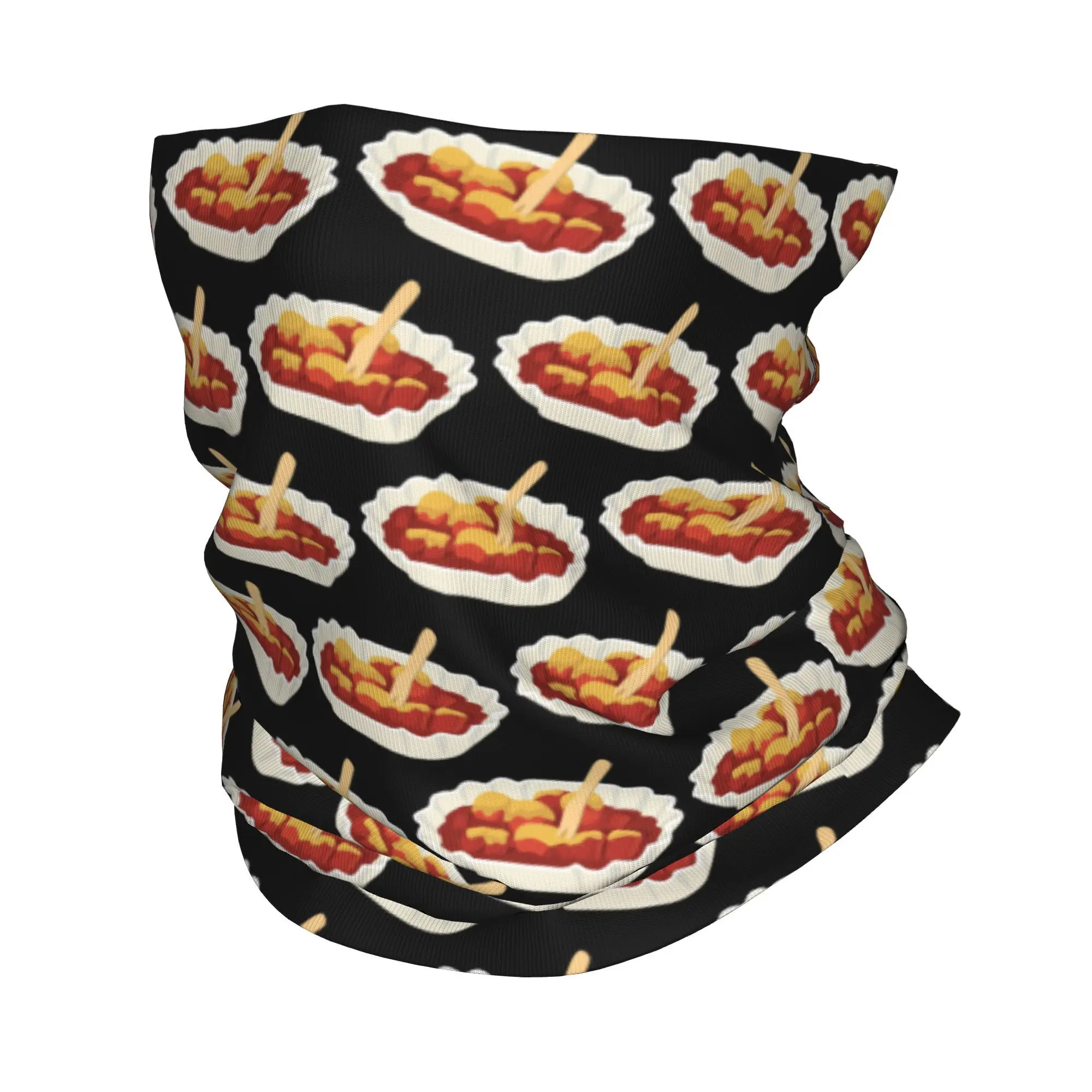Currywurst تناول الطعام الوجبات السريعة عشاق باندانا غطاء الرقبة المطبوعة وشاح سحري دافئ الدراجات وشاح ركوب للرجال النساء الكبار