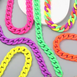 New Fluorescent Color Matte Acrylic Chain Necklace For Women Bohemian Vintage Thick Chain Choker Party Beach Jewelry
