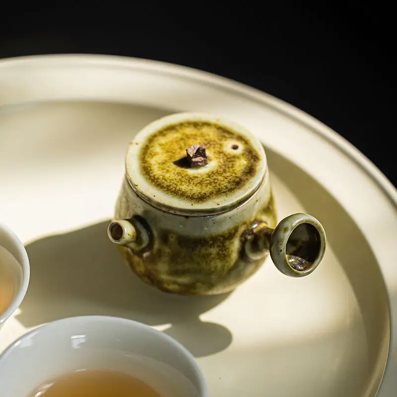 Mini Side Handle Teapot Set Shaped Travel Kung Fu Tea Pot Ceramic Portable Tea Wares Small Table Decor Tea Pet Gift For Friend