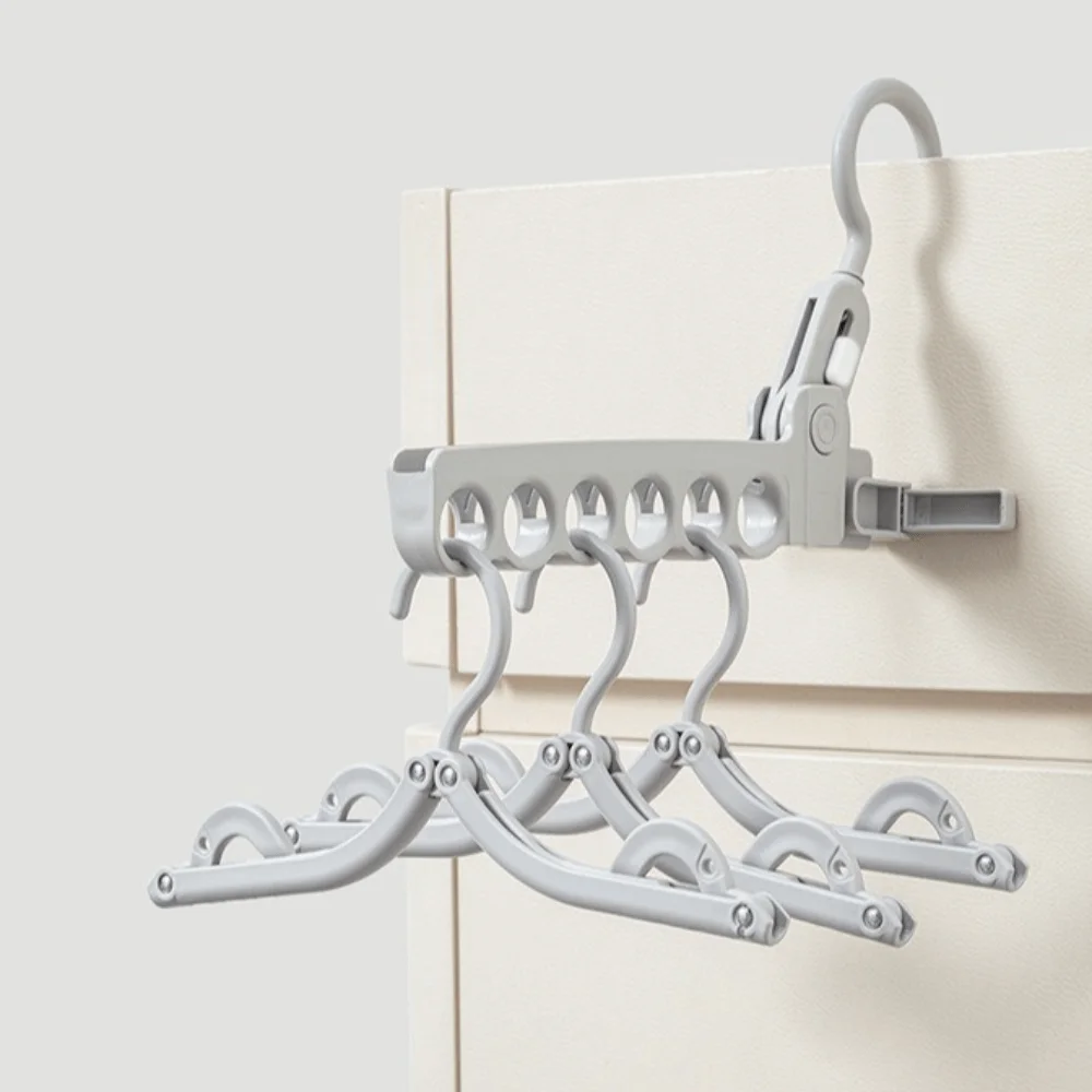 New 6 Hole Clothes Hanger Plastic Space Saving Clothes Hanging Rack Foldable Lightweight Jacket Drying Rack for Outdoor Travel
