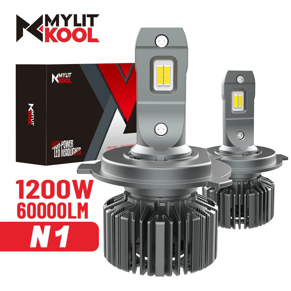 

1:1 Size H4 H7 LED Car Headlights Bulb Canbus H1 H11 9005 9006 9012 Fog Light High Power 1200W 60000LM Plug and Play Lamp 6000K