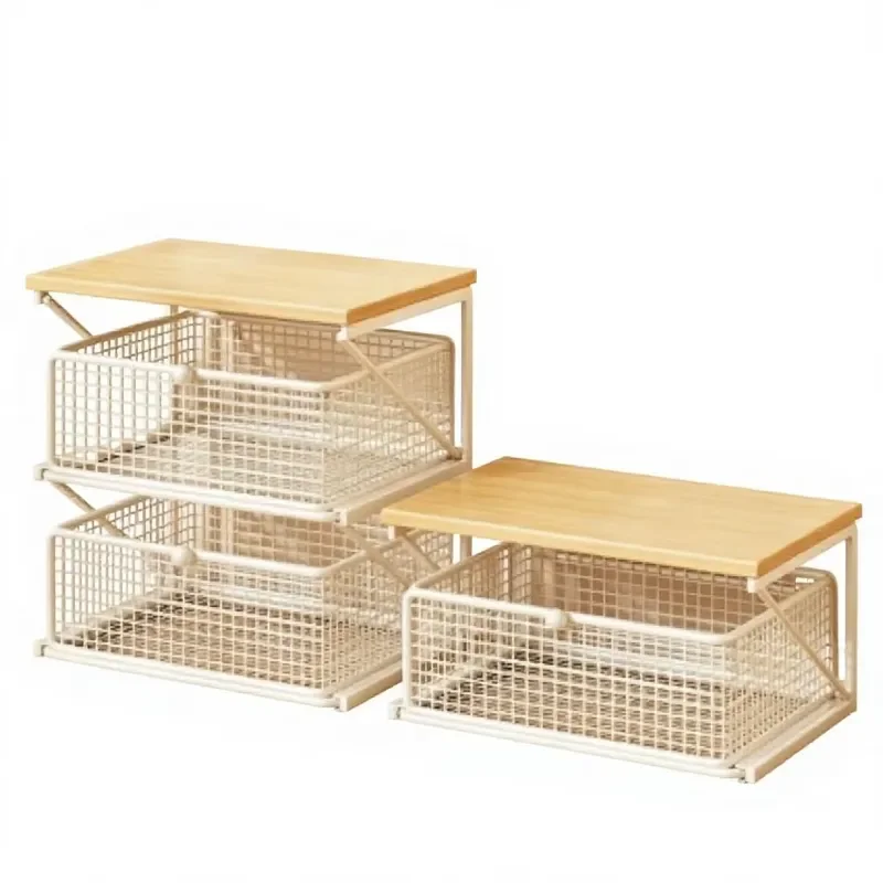 for  Metal Desktop Storage Rack Coffee Machine Tea Bag Rack Dustproof Rust Proof Multi Layer Drawer Storage Basket