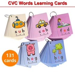 Montessori CVC Words Learning Flashcards Short Vowel Reading Letters Learning Supplies for Kindergarten Teacher Teaching Aids