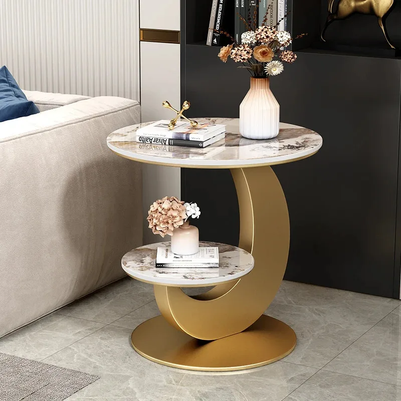 Unique Coffee Table Modern Marble Top Frame Tray Round Living Room Corner Tea Coffee Table Side Stolik Kawowy Bedroom Furniture