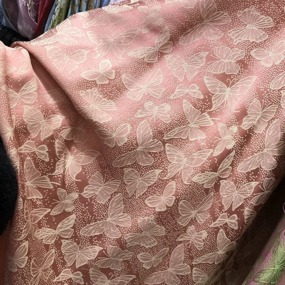 Butterfly Jacquard Fabric By Meters for Cheongsam Dress Shirt Pajamas Diy Sewing Needlework Cloth Soft Smooth Yellow Pink Purple