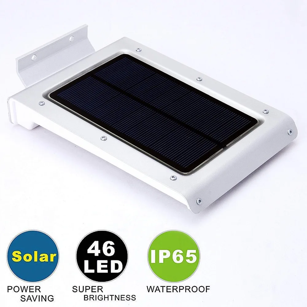 2pcs LED Solar Lights Outdoor 2835SMD 46 leds Security Waterproof Wall Lights for Garage Patio Garden Driveway Yard RV