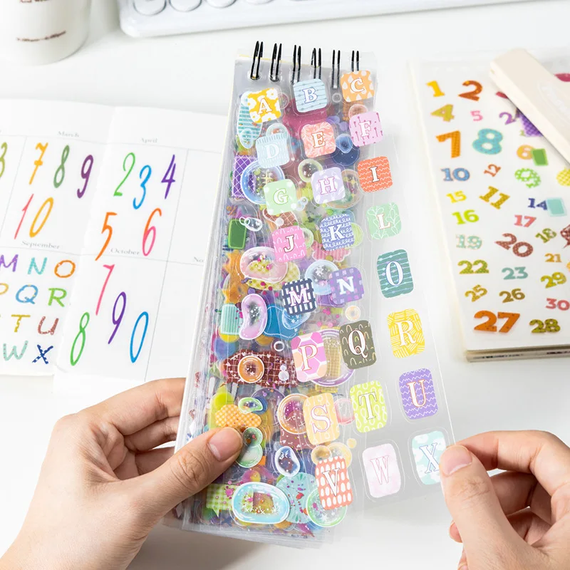 Coil Binding Sticker Book Basic Elements Series Minimalist Decals for DIY Scrapbooking Journal Craft Supplies