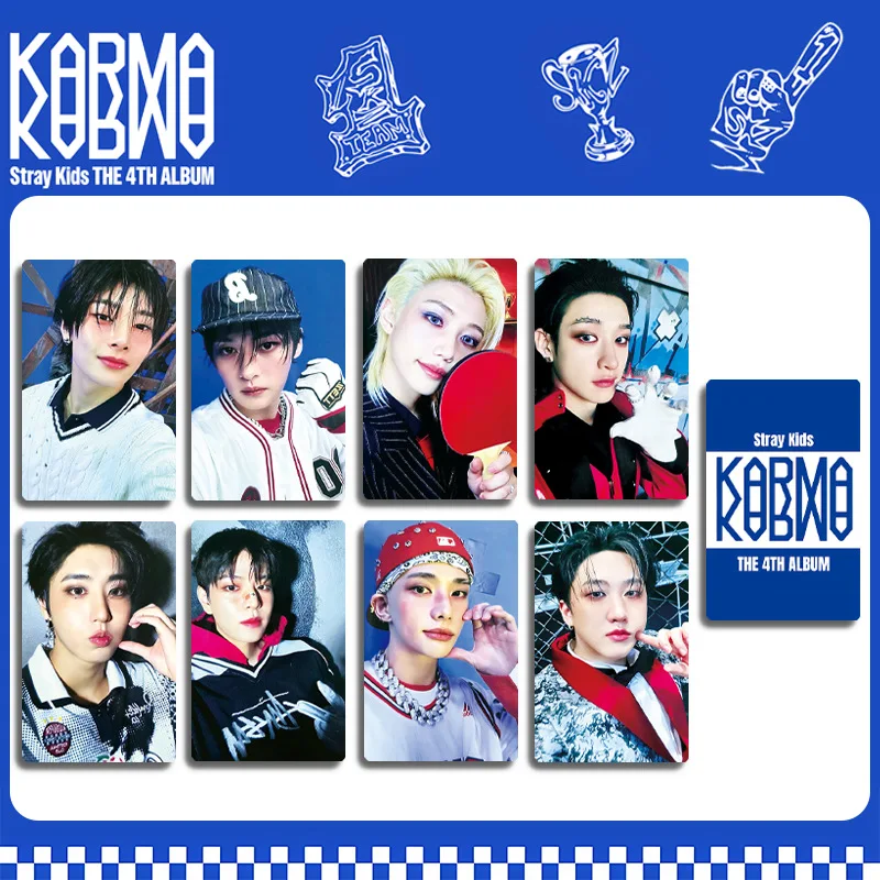 8pcs Kartu Koleksi SKZOO regular four KARMA album baru Straykids, kartu Lomo, kartu kecil, poster, kartu pos, hadiah