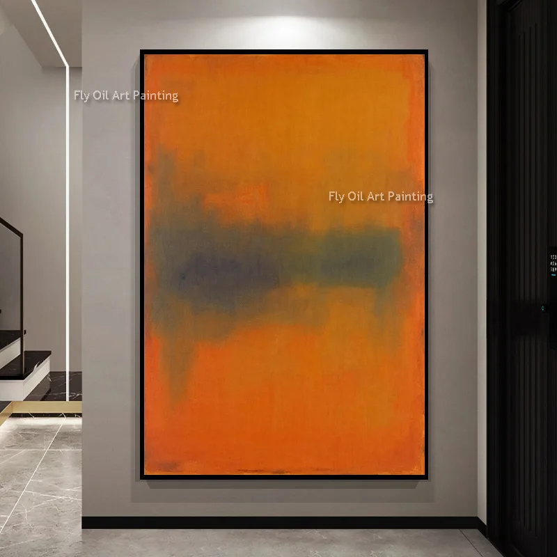 Hand‑Painted Mark Rothko Style Abstract Oil Painting, Warm Orange Muted Color Block Canvas Art, Modern Minimalist Wall Decor