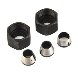 5pcs/Set 6mm 6.35mm 8mm Milling Cutter Collet Adapter Engraving Trimming Machine Chucks Trimmer Router Bit Accessories Tool