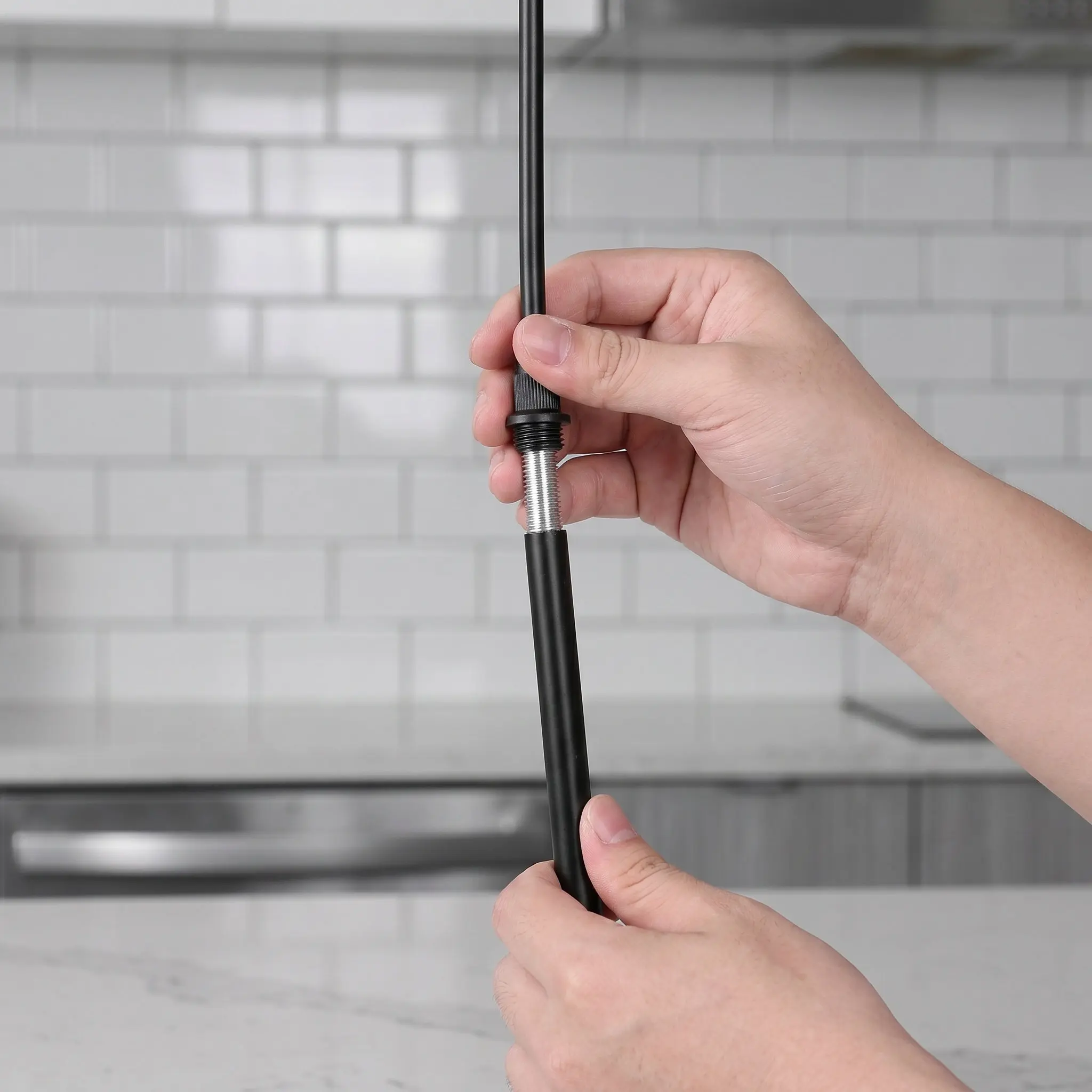 8Pcs M10 Threaded Rod Lamp Fixture Extension Pendant Light Black 12Inch Chandelier Hanging Rod Downrods Lamp Parts Threaded Pipe