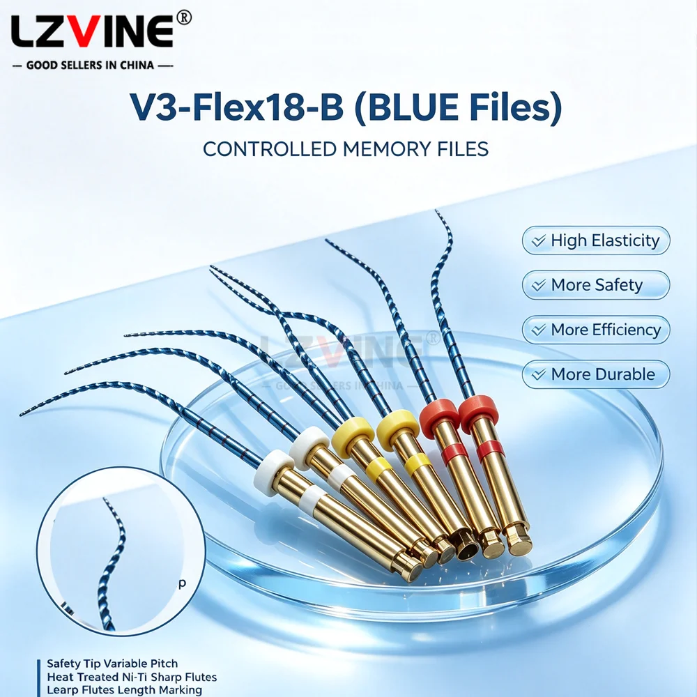 6Pcs/Box Dental NITI Blue Heat Activated Endodontic Files 31mm 20# 25# 15# 04 Root Canal Files Engine Use Dentistry Instruments